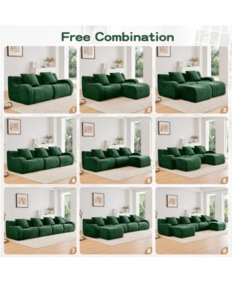 Streamdale U-shaped Soft Teddy Fabric Boneless Sofa,Green