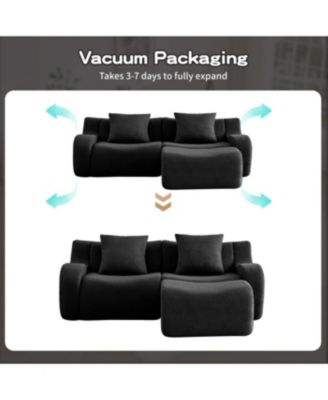  L-Shaped Teddy Fabric 2-Seat Boneless Sofa,