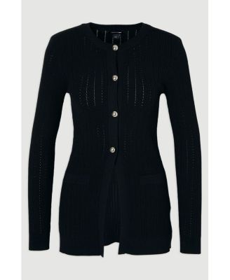 Women's Dome-Button Longline Knitted Cardigan