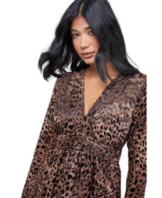 Women's Plunge Neck Waisted Midi Dress