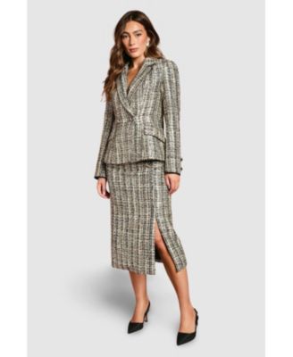 Women's Sequin Tweed Fitted Blazer