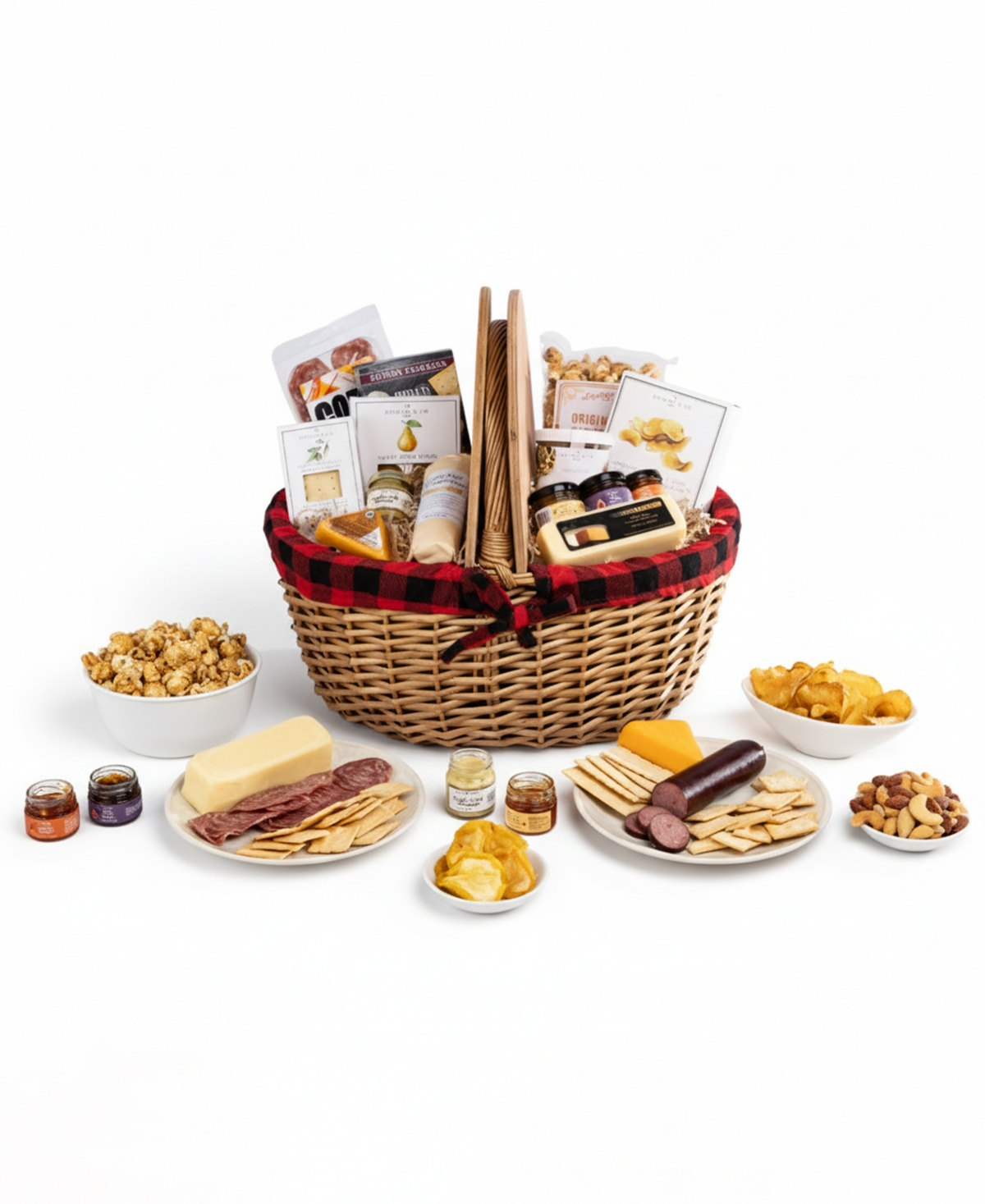 Picnic Time Country Basket with Gourmet Gift Pack, 14-Piece