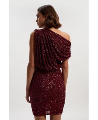 Women's One Shoulder Sequin Mini Dress