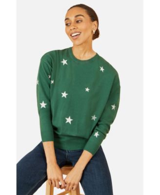Women's Foil Star Print Relaxed Fit Sweater