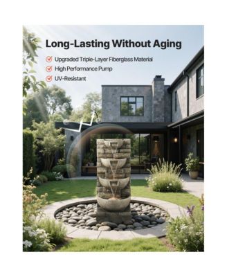 Outdoor 4-Tier Block Stack Yard Fountain for Garden or Patio