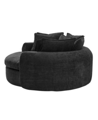 Full-Compressed Round Chaise Sofa, Black