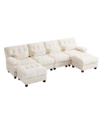 Streamdale 119" 4-Seater Sofa w/ 2 Ottomans, Adj. Backrest, 350lb/Seat, Chenille