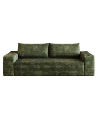2-Setaser 63" Corduroy Sofa, Deep Seat Comfy Loveseat, Green