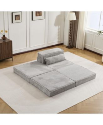 Streamdale Compression Sofa, Convertible Floor Sofa Bed, Modular Sectional Sofa, Grey