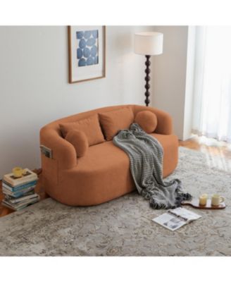 Sofa-in-a-Box Orange Memory Foam 2-Seater Couch, No Installation, Easy Transport