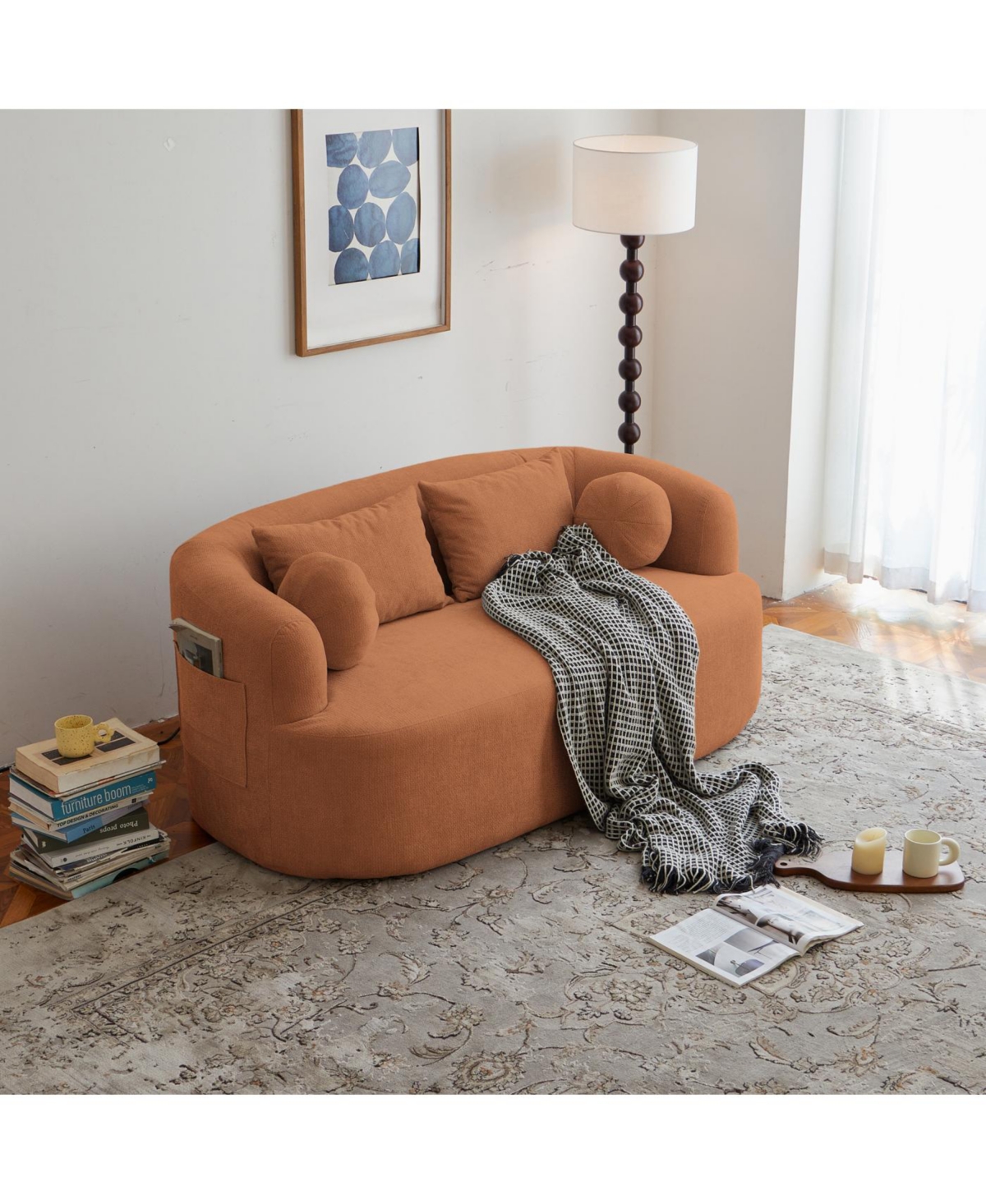 Streamdale Furniture Sofa-in-a-Box Orange Memory Foam 2-Seater Couch, No Installation, Easy Transport