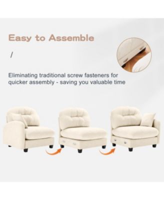 Streamdale Loveseat Cloud Chenille Sectional Couch, Tufted, Ergonomic, Easy Install, Beige