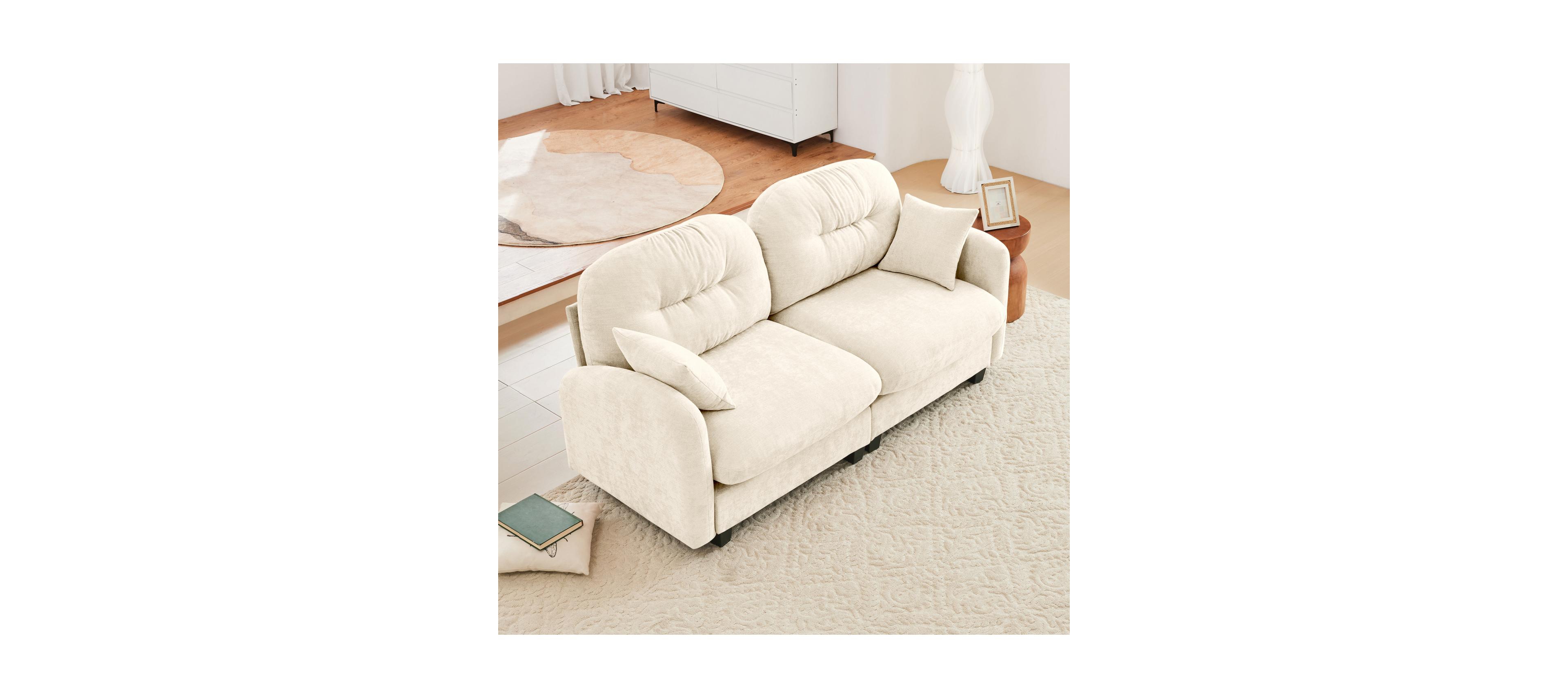 Streamdale Furniture Streamdale Loveseat Cloud Chenille Sectional Couch, Tufted, Ergonomic, Easy Install, Beige