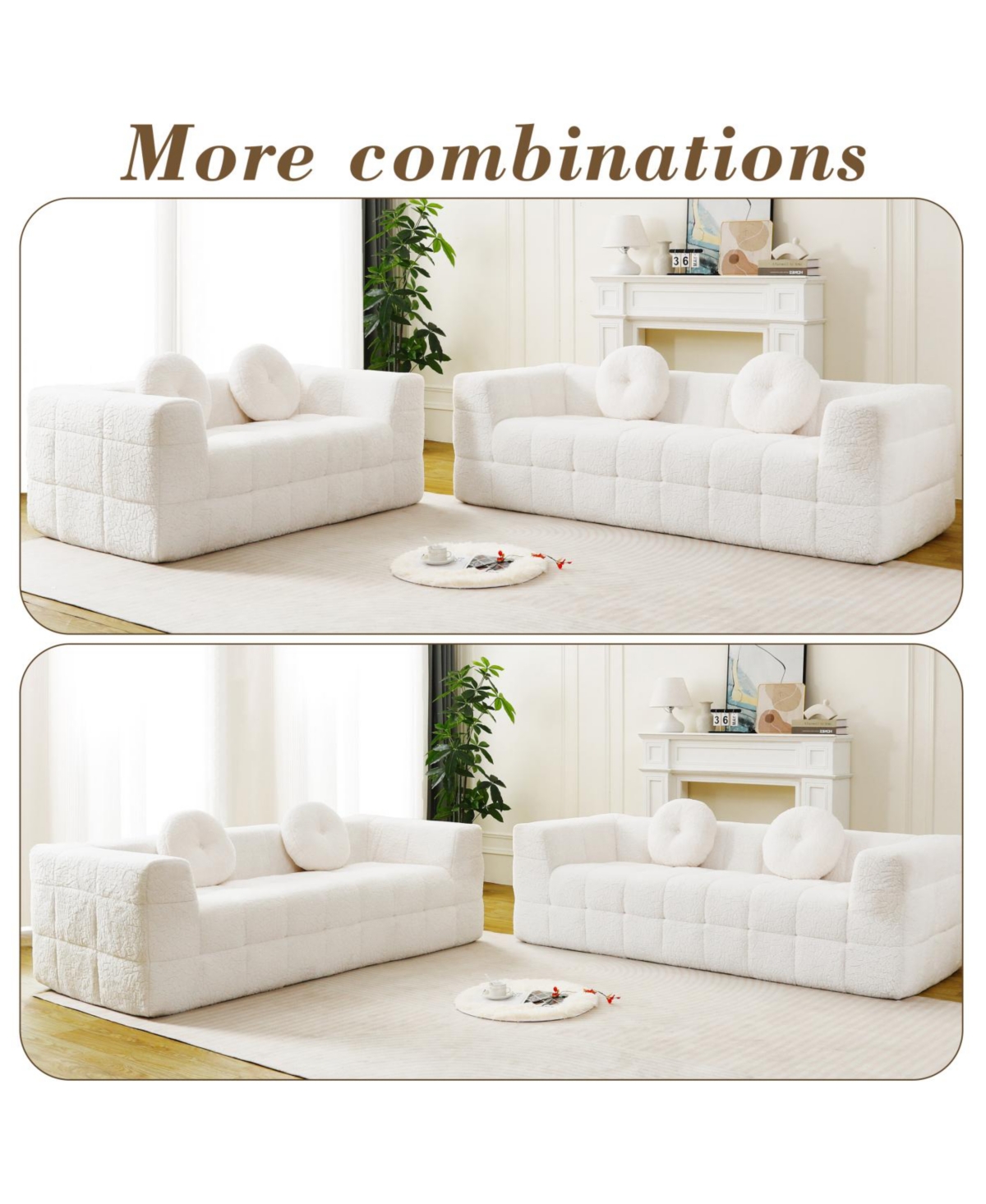 Streamdale Furniture Modern Boneless Couch with Two Circular Throw Pillows, Two-Seater Sofa