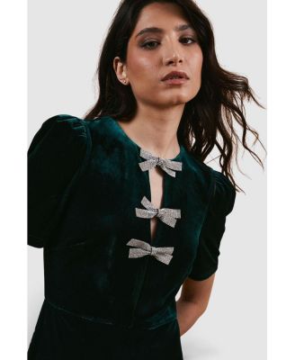 Women's Occasion Velvet Bow Midaxi Dress.