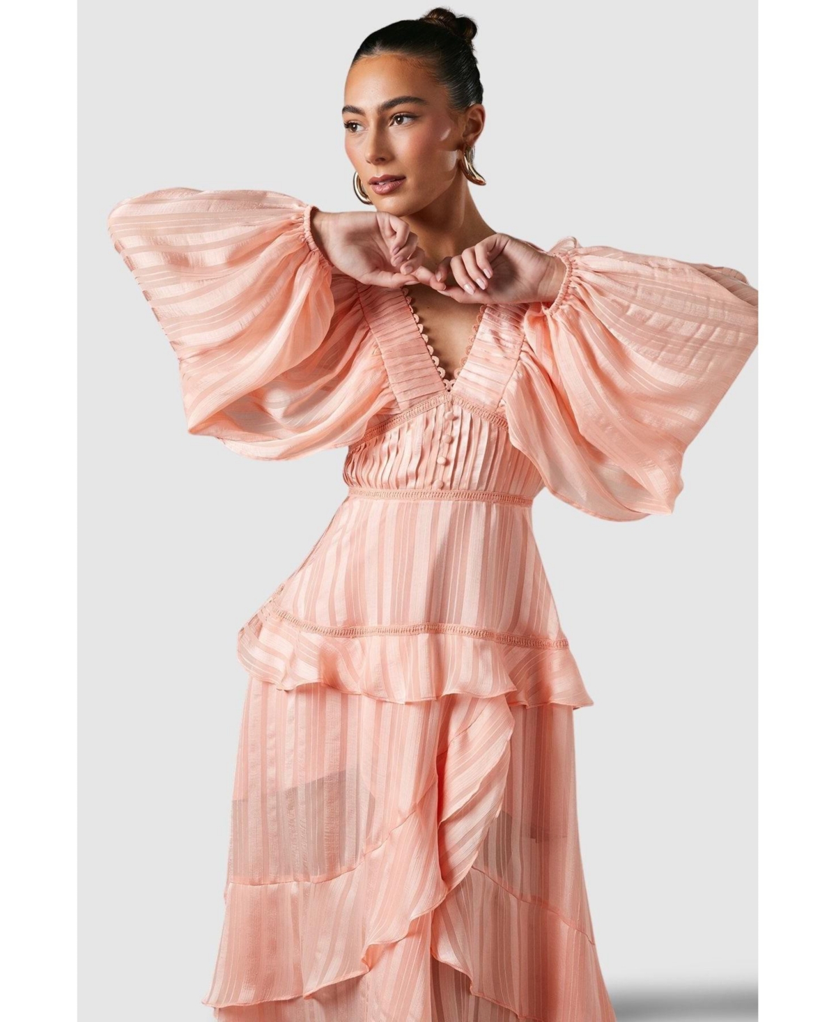 Coast Women's Frill Midi Dress With Blouson Sleeve