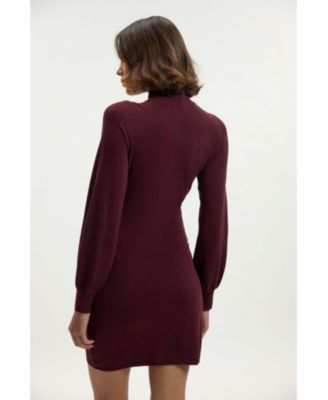 Women's Viscose Blend Popper Knit Mini Dress