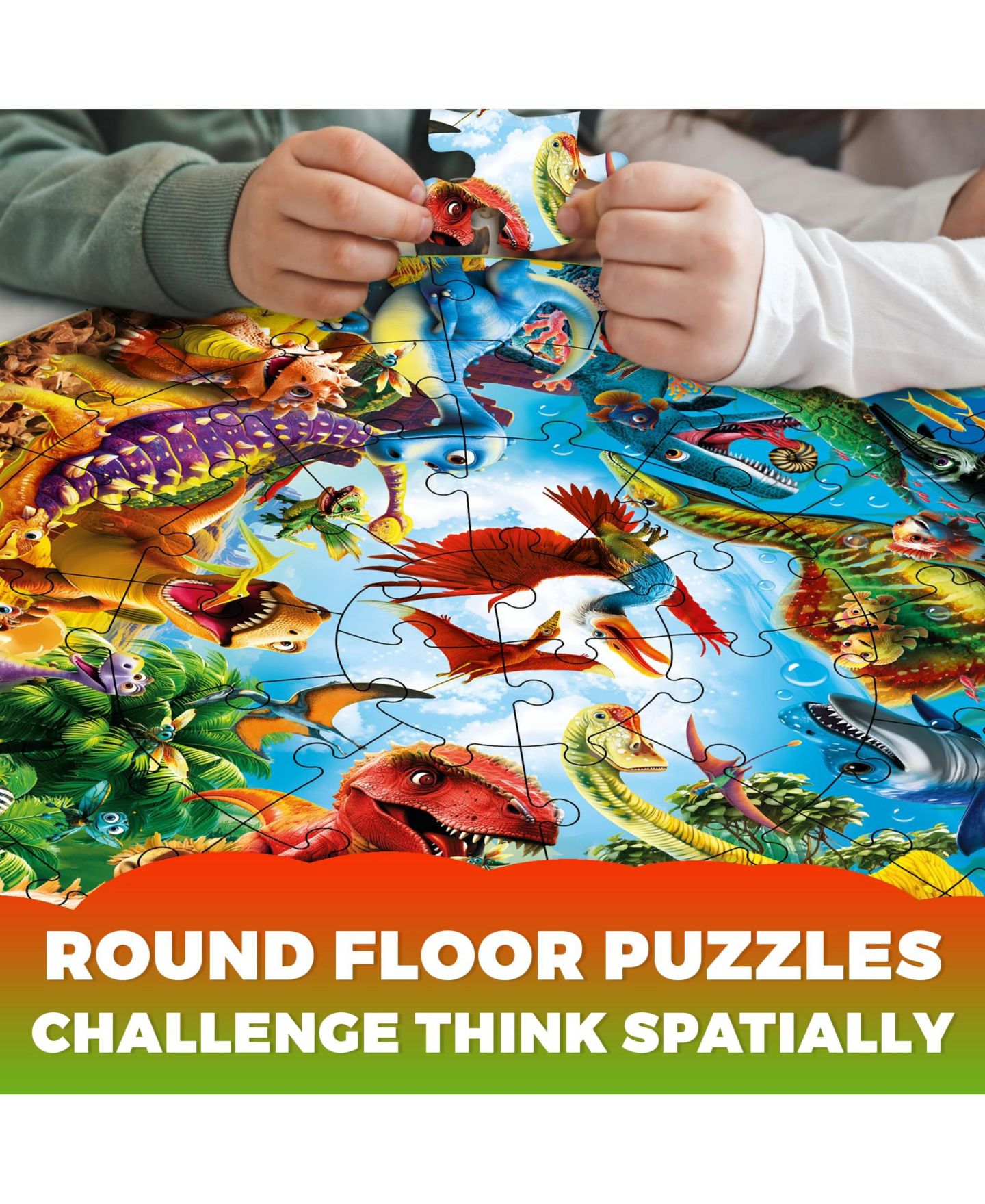 Детские пазлы Quokka Floor Puzzles for Kids - Large Giant Educational Toddler Puzzles Ages 2-4, цвет: Dino — фото 5