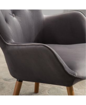 Streamdale Contemporary Silky Velvet Tufted Button Back Accent Chair, Gray