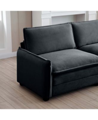 Streamdale Grey Corduroy Ottoman Footstool for 2, 3, and 4 Seater Sofas