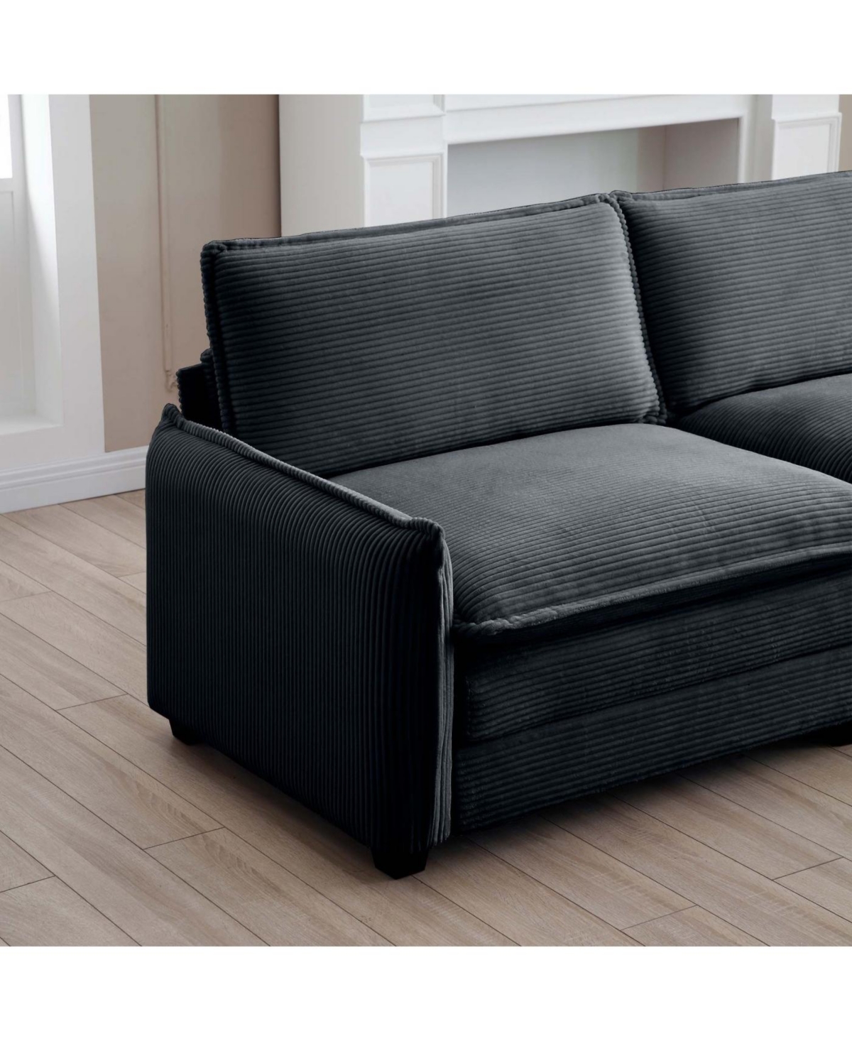 Streamdale Grey Corduroy Ottoman Footstool for 2, 3, and 4 Seater Sofas