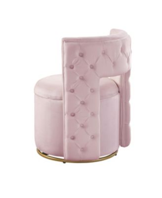 Streamdale 360 Swivel Velvet Chair w/ Storage & Gold Base