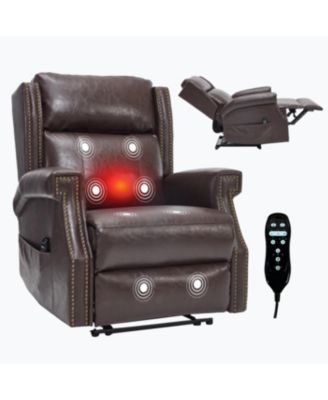 Brown Faux Leather Manual Recliner Chair with 8 Vibrating Nodes & 3 Massage Modes