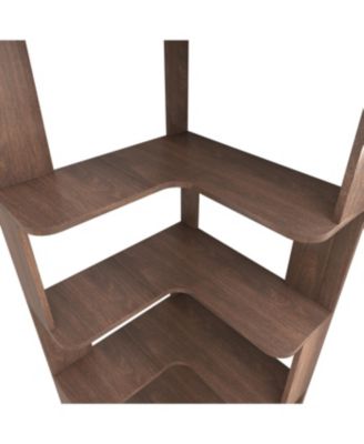 Streamdale 6 Tier L-Shaped Corner Bookshelf with Anti-Drop & Anti-Tipping Device - Dark Brown