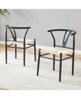 Wesborn Y-shaped Medieval Armchair, Woven Seat, Set of 4