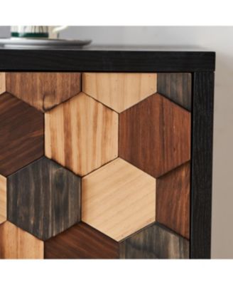 Streamdale Distressed Honeycomb Pattern Storage Cabinet with Doors