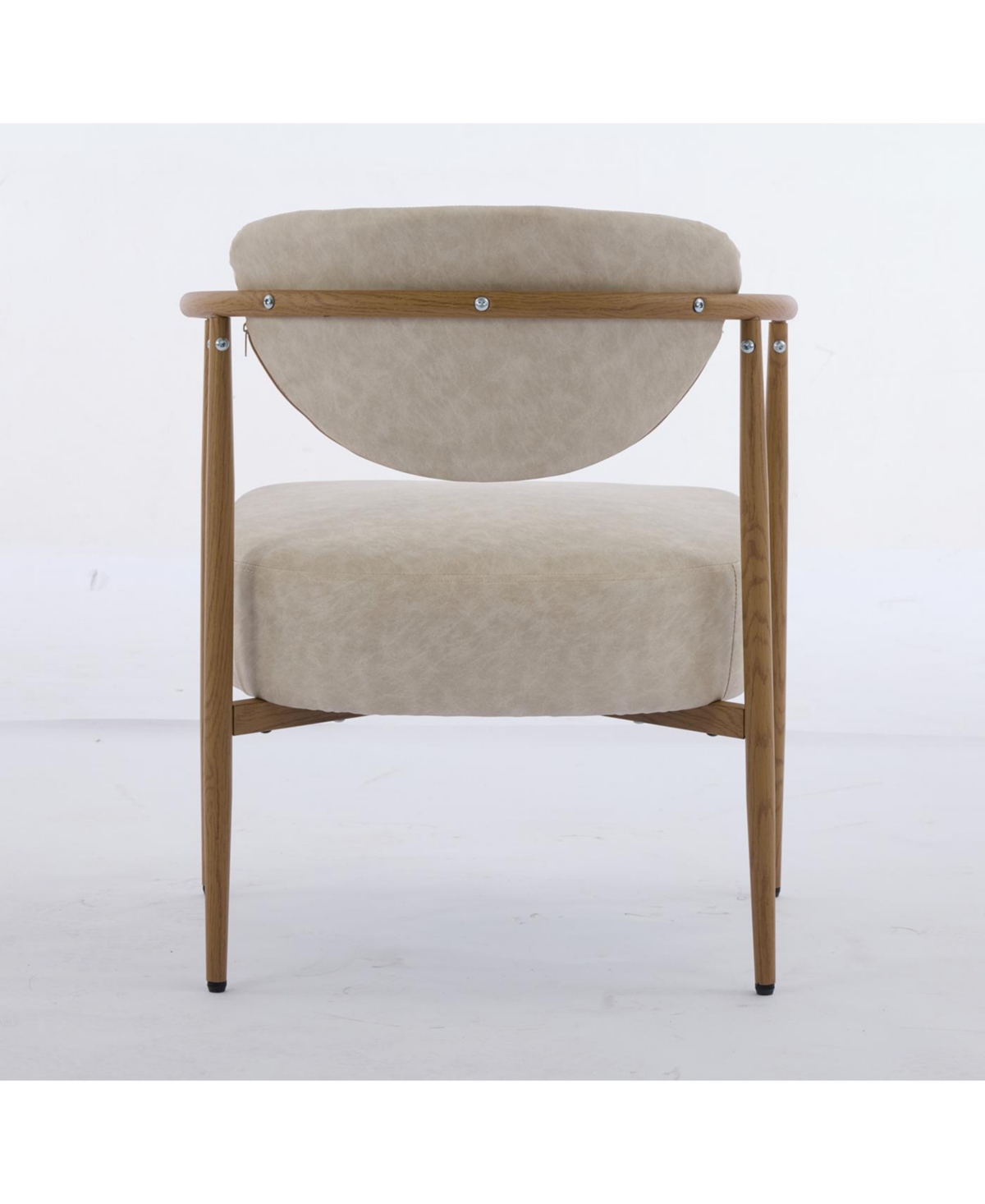 Streamdale Beige Pu dining/living/bedroom chair with foam seat/back, metal frame, wood grain visual.