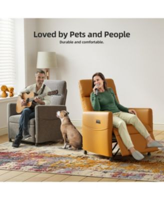 Streamdale Brown Leather Electric Recliner Chair with Footrest & Padded Seat