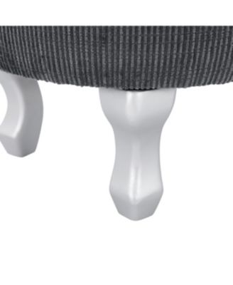 Streamdale Blue Storage Bench with Button-Tufted Fabric Upholstery and Fringe