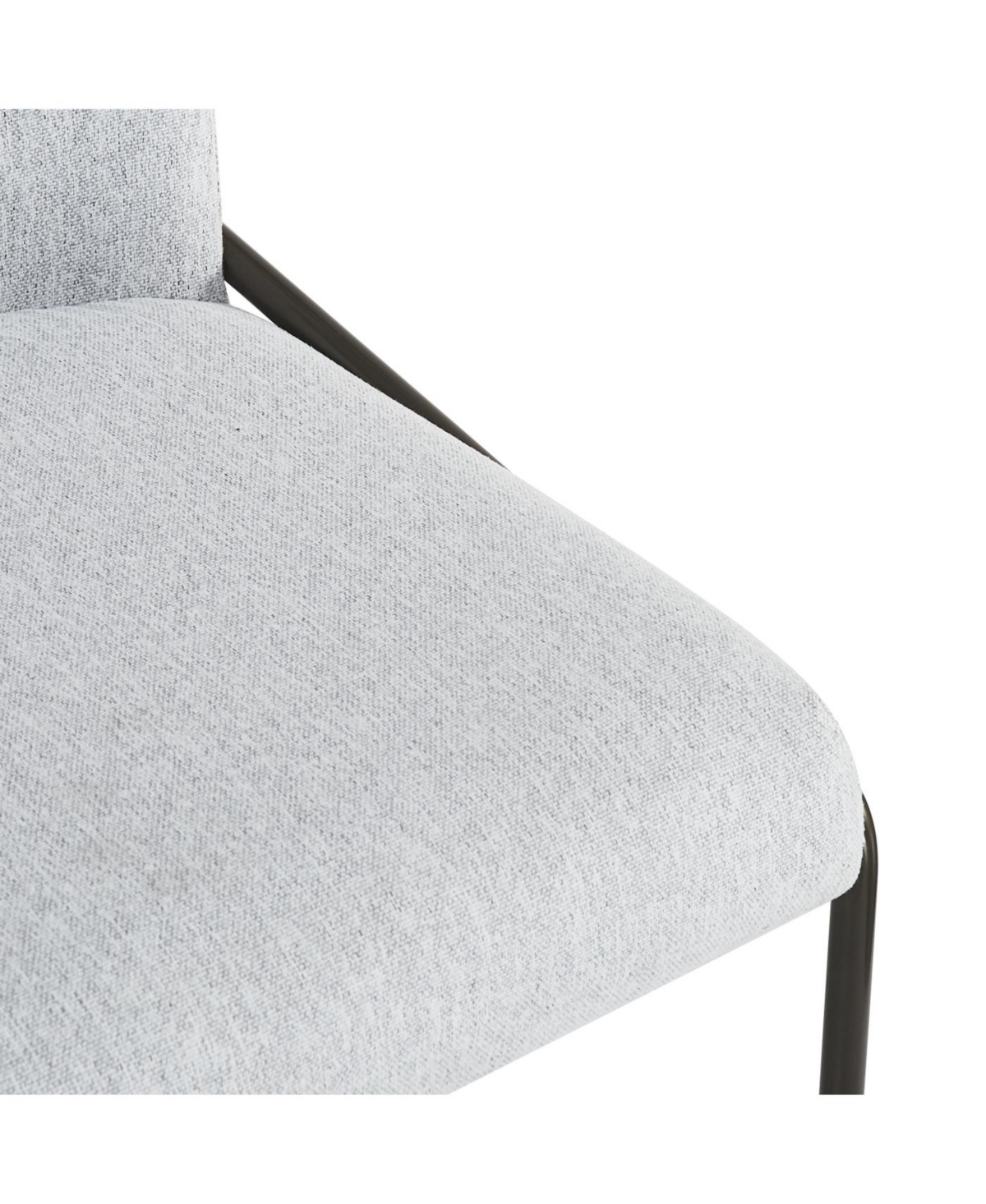 Streamdale Modern Dining Chair Set of 2, Light Grey Linen Fabric, Bronze Frame