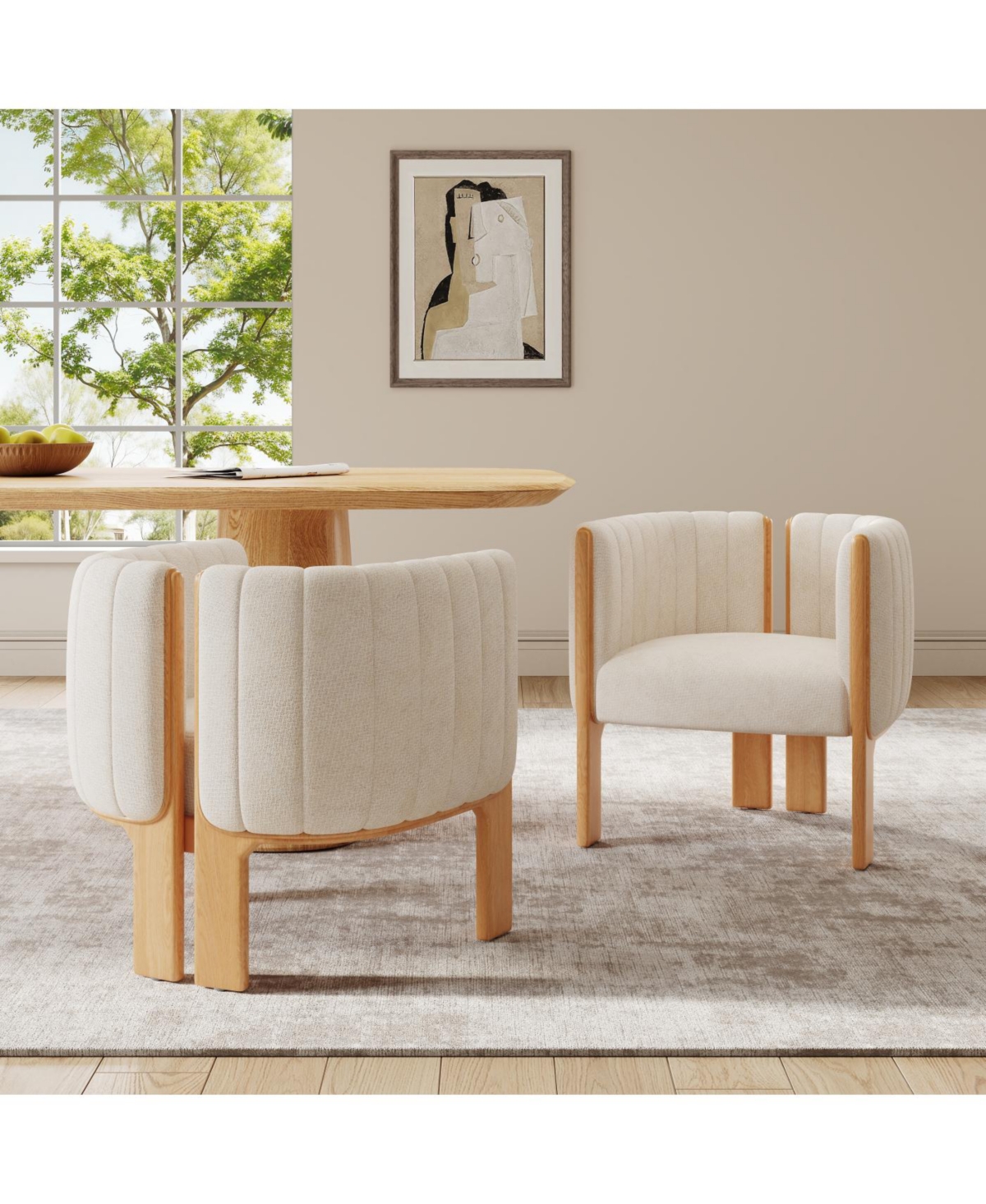 Streamdale Dining Chairs Set of 2, Modern Seating with Rubber Wood Frame