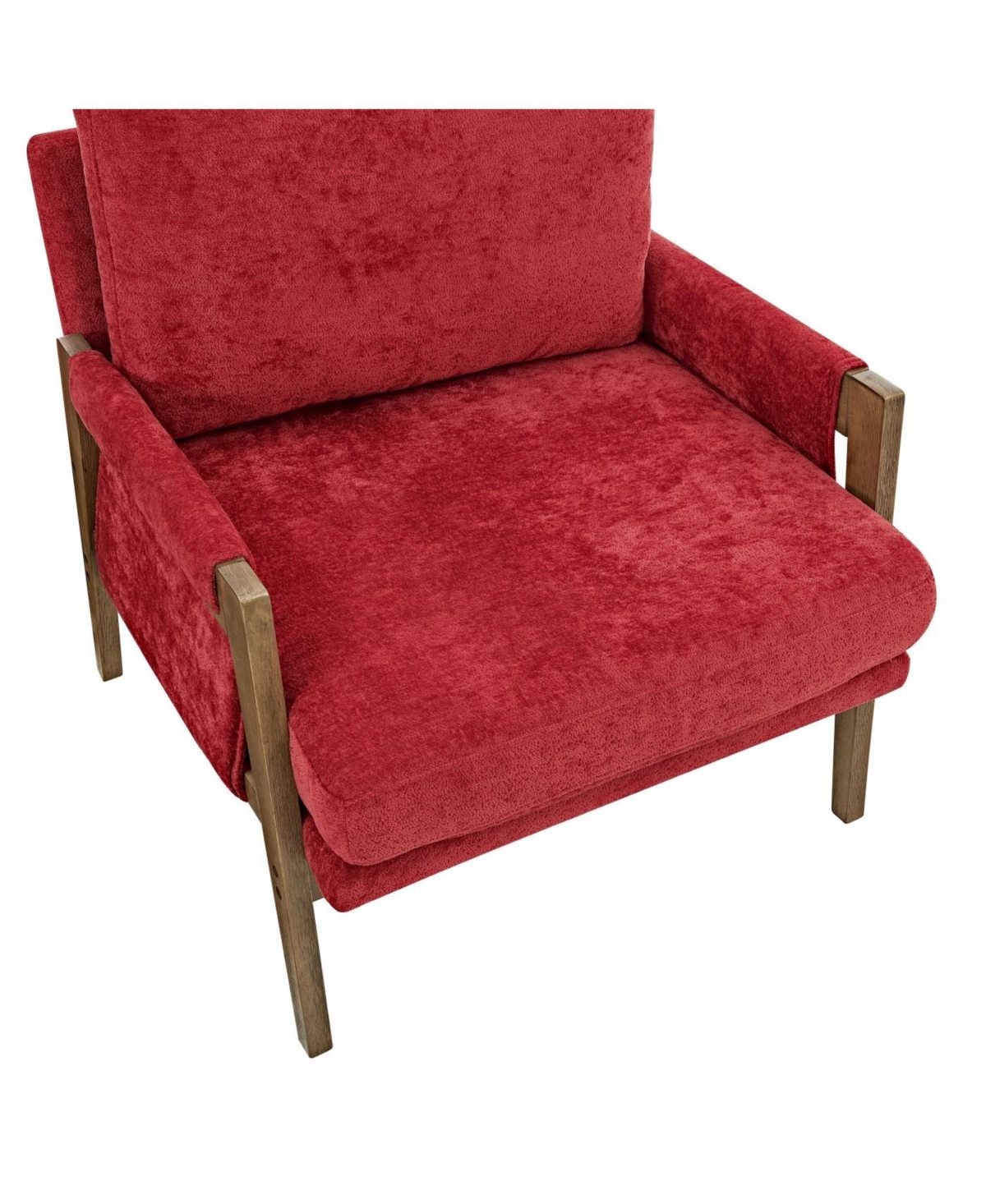 Streamdale Kelly Mid-Century Modern Velvet Accent Armchair, Red