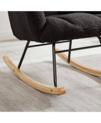 Streamdale Teddy Fabric Glider Rocking Chair with Metal Frame - Dark Gray