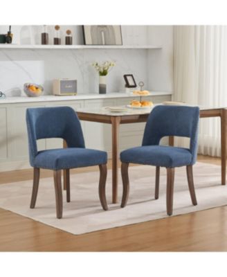 Streamdale Wooden Dining Chairs Set of 2, Modern Fabric Upholstered Kitchen Chairs, Blue