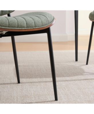 Dining Chairs Set of 2 Mid Century Modern Retro Linen Chair (Olive Green)
