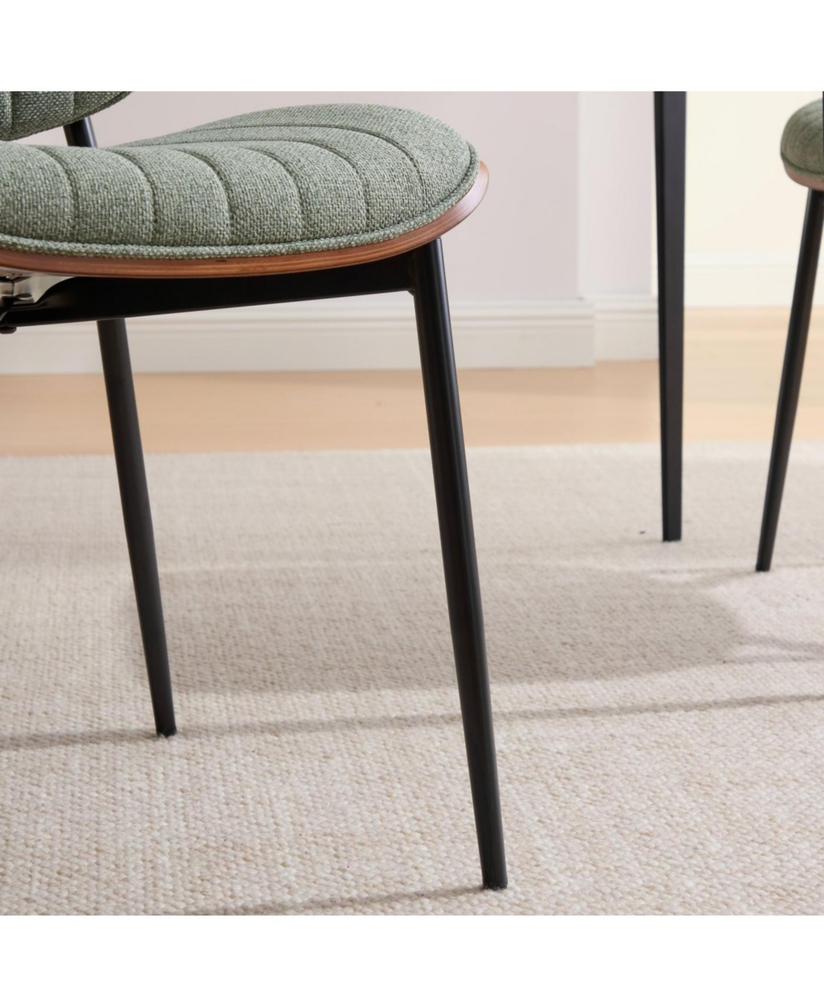 Streamdale Furniture Dining Chairs Set of 2 Mid Century Modern Retro Linen Chair (Olive Green)