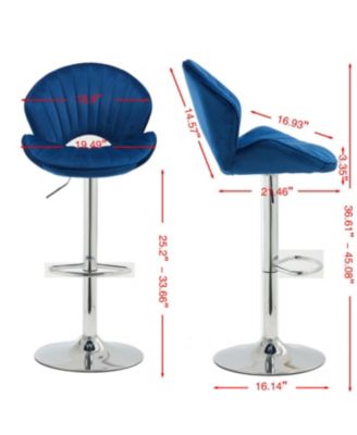 Streamdale Bar Stools Set of 2 - Adjustable Counter Height Bar Chairs with Back and Footrest - NAVY