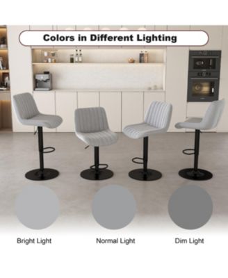 Streamdale Grey Swivel Bar Stools with Adjustable Height (Set of 2)