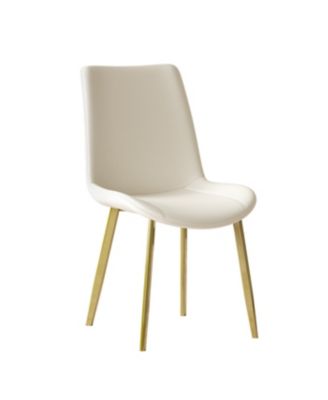 Streamdale Dining Chairs Set of 4, Modern PU Leather Metal Dining Chairs - White