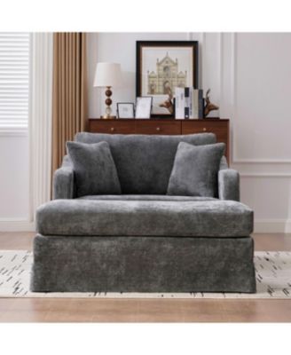 Streamdale Modern Farmhouse Performance Chair with Ottoman, Charcoal