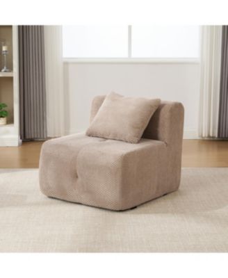 Streamdale 31" Modular Cloud Armless Chair with Ottoman Set, Taupe