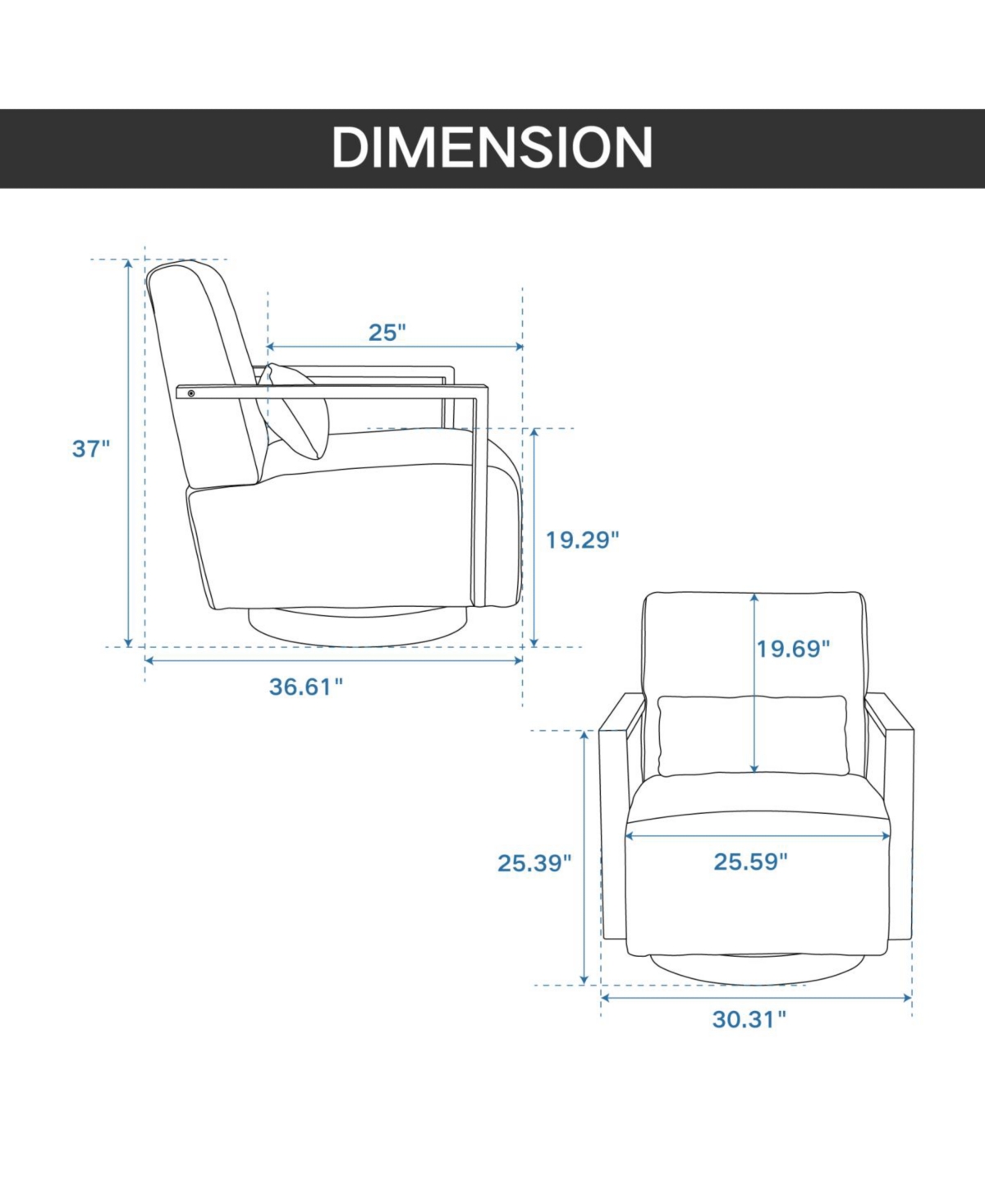 Streamdale 30.3"W Swivel Upholstered Chair with Solid Wood Armrests
