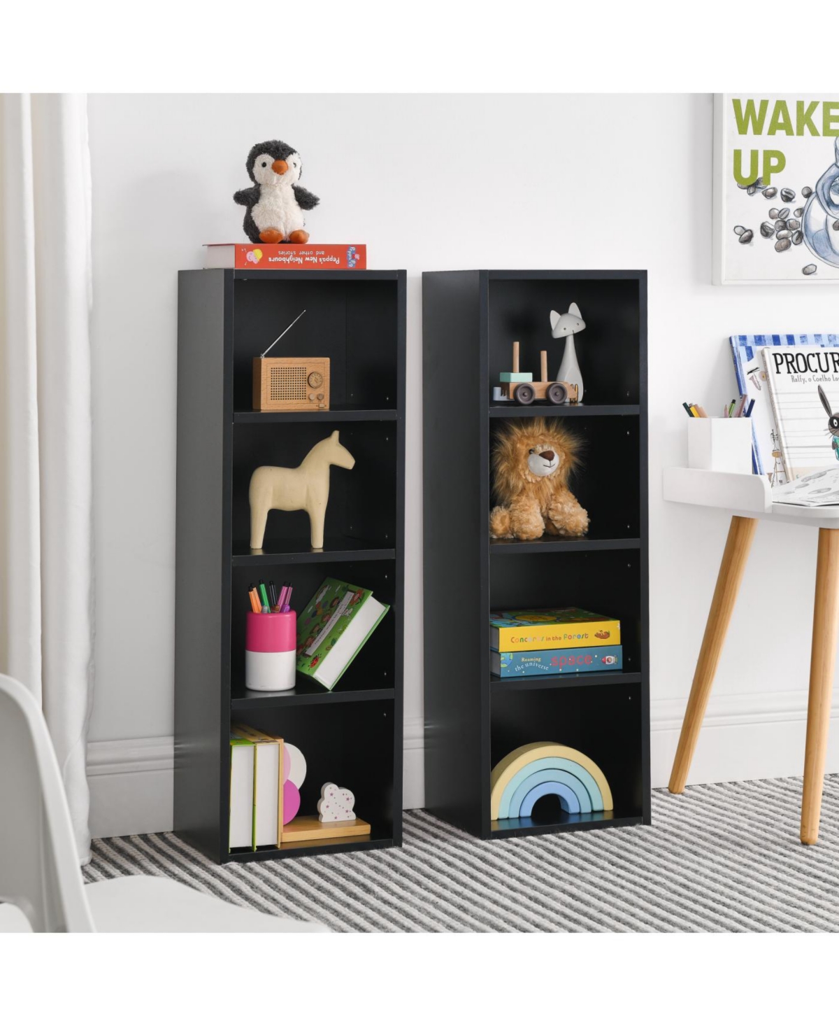 Streamdale Furniture 8-Tier Media Tower Rack Cd Dvd Slim Storage Cabinet with Adjustable Shelves