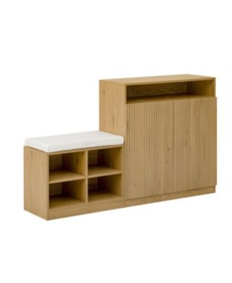 Streamdale Livingroom Cabinet with Shoe Bench, 2 Doors, 3-Tier Shelves, Entryway Bench, 4 Shoe Racks