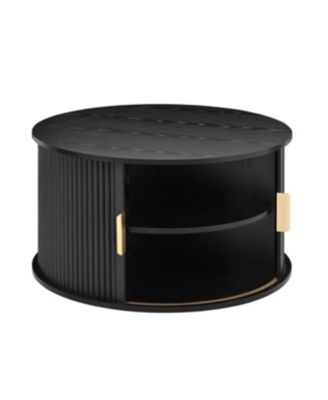 Streamdale Mid-Century Coffee Table Set with Sliding Tambour Door, Black