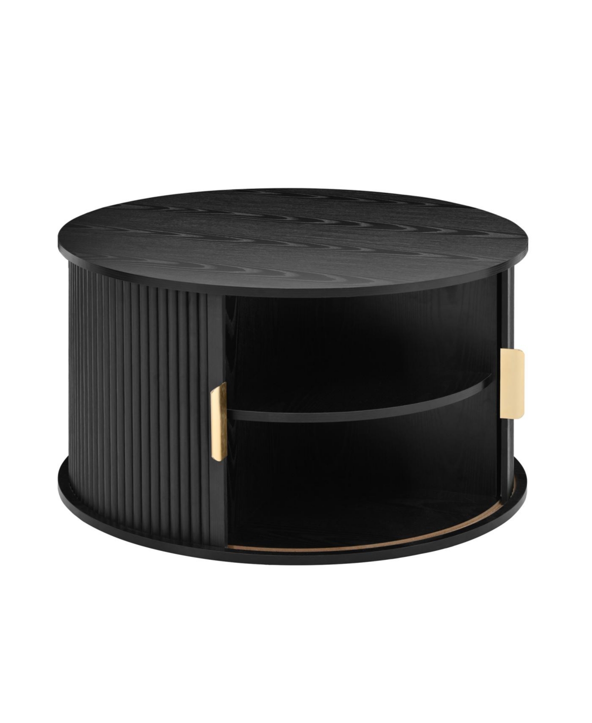 Streamdale Furniture Mid-Century Coffee Table Set with Sliding Tambour Door, Black